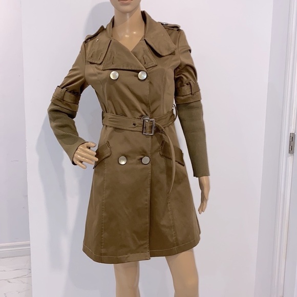 MAXMARA belted Trench coat knit sleeves Size M - Picture 1 of 12